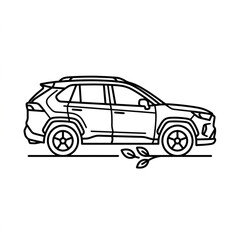 Fototapeta premium Black and white line art of modern SUV car.