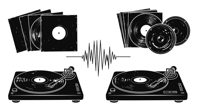 Vinyl Records and Turntables for Music Mixing and Listening