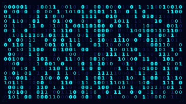 Motion digital data stream motion in binary code representing technology and information flow.