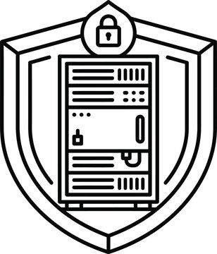 Data center server protection shield icon design.