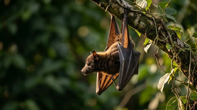 fruit bat close up in daintree rainforest queensland australia morning light video