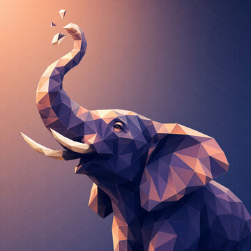 Worms Eye View Geometric Elephant Trunk in Twilight Tones for Wildlife Design
