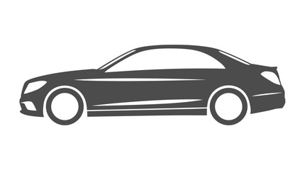 Fototapeta premium Stylized dark grey silhouette of a modern luxury sedan car.