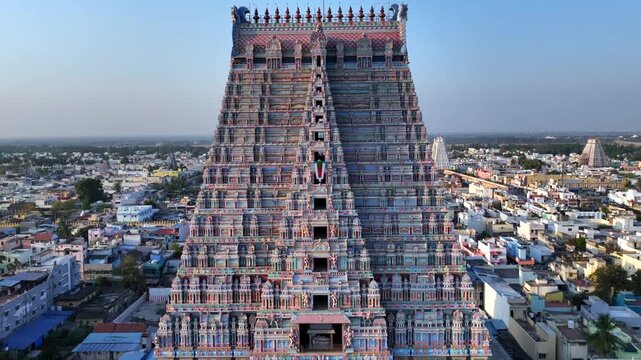 Aerial View of Sri Ranganathaswamy Temple, Srirangam, Tamil Nadu, India