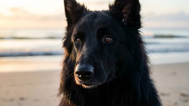 groenendael face close up at beach morning light video