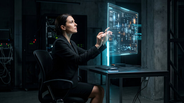 Woman working of technology software and programming 