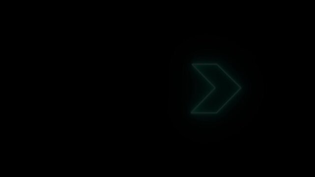 Neon direction concept, neon arrow icon, arrows indicates the direction of the overlay video layer. and looping neon line arrow icon animation 4k video.
