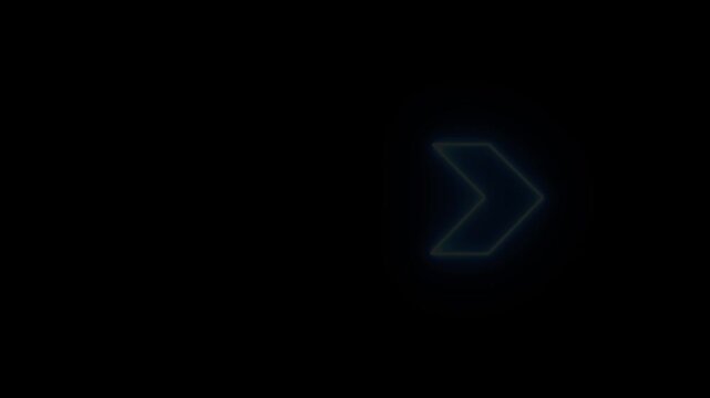 Neon direction concept, neon arrow icon, arrows indicates the direction of the overlay video layer. and looping neon line arrow icon animation 4k video.