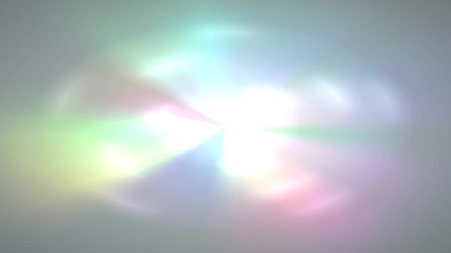 Soft Holographic Iridescent Light Bloom Rotating on Light Grey &ndash; Pastel Rainbow Pearl & Opal Sheen, Dreamy Ethereal Beauty Background Loop