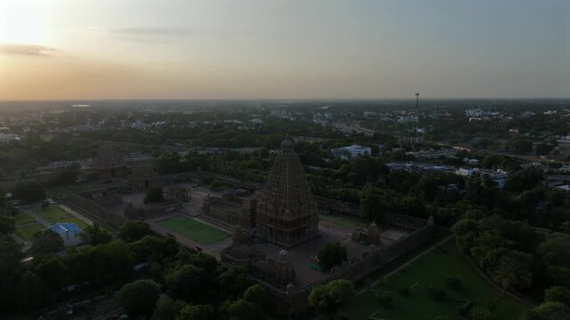 Aerial View of Brihadisvara Temple, Thanjavur, Tamil Nadu, India