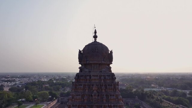Aerial View of Brihadisvara Temple, Thanjavur, Tamil Nadu, India