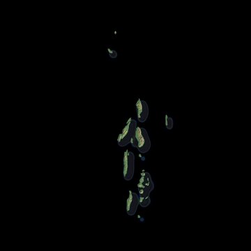 Solomon Islands Rotating 3D Relief Map Seamless Loop, Alpha Channel 4K