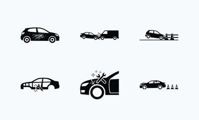 Obraz premium Set of vector illustrations related to car damage and repair services.