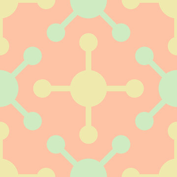 Pastel Abstract Seamless Pattern with Connected Molecule and Node Network Lines