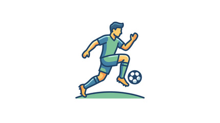 Obraz premium Cartoon soccer player running with football.