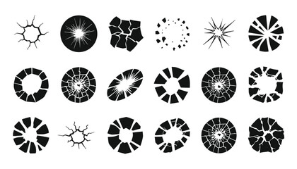 Explosion and crack effects collection in black silhouette © Sadhin07