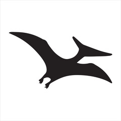 Flying pterodactyl silhouette, prehistoric dinosaur vector perfect for educational designs. © JOY RAY