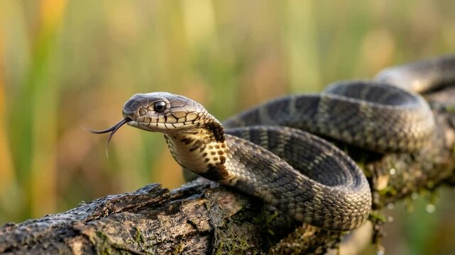 false water cobra close up in pantanal wetlands morning light video