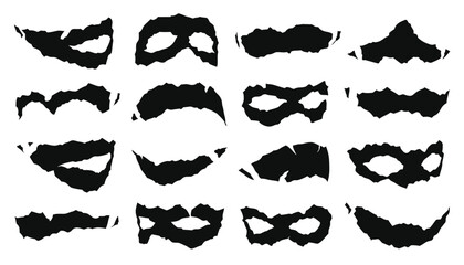 Set of black comic masks, vector illustration. collection of superhero eye masks isolated on white background © Sadhin07