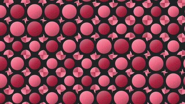 Seamless mirror pattern loop in black, pink, red - minimalist animated 4K motion background for video editing, social media and presentation