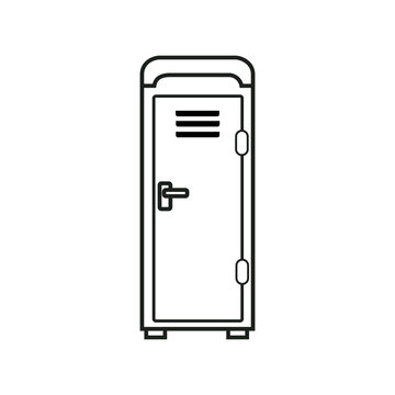 Minimalist Line Art Portable Toilet Icon Outline Illustration