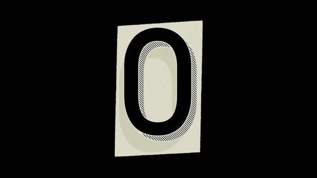 Stop Motion Animated Ransom Note Cutout Sticker Number 0 Loop