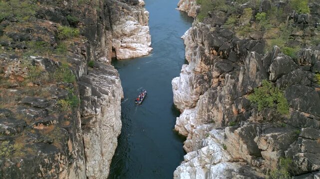 Aerial View of Marble Rocks at Bhedaghat, Jabalpur, Madhya Pradesh