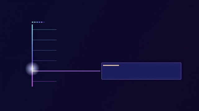 Abstract animated chapter title slate drawn as blue and cyan glowing lines and dots on a deep dark background. Clean minimal motion graphics element with free space around it, ideal for title sequence
