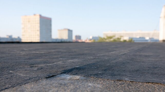 A view on the waterproofing membrane of the roof. Robust insulation