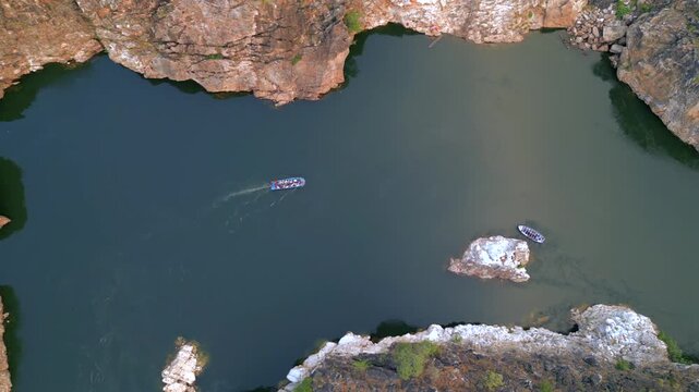 Aerial View of Marble Rocks at Bhedaghat, Jabalpur, Madhya Pradesh