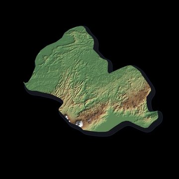 Rwanda Rotating 3D Relief Map Seamless Loop, Alpha Channel 4K