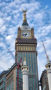 Zamzam Tower with Dramatic Clouds in Mecca, Saudi Arabia