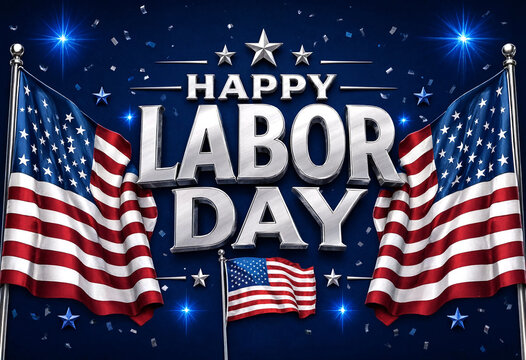 Celebrate labor day with american flags and festive decorations in vibrant design