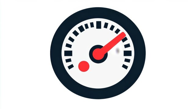 Minimalist tachometer gauge icon representing high performance speed measurement progress and analytics.
