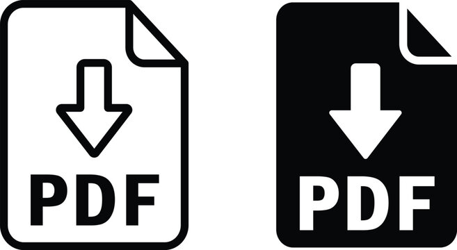 Editable pdf document download icon solid style, silhouette black and vector illustration on transparent background. symbol file format graphic.