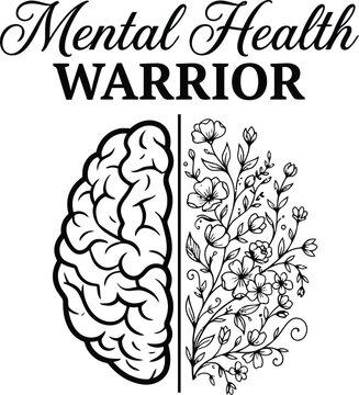 Mental health warrior design for world mental helth day awareness and support
