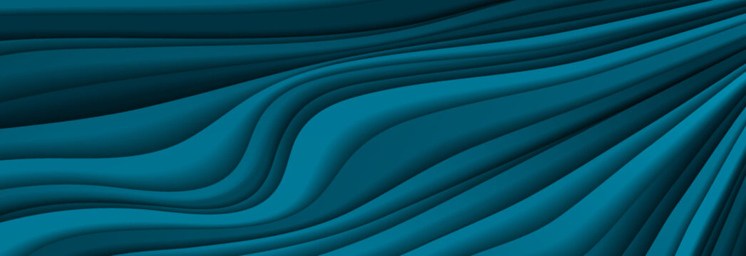 Dark blue paper curved waves abstract concept elegant background. Concept modern vector web banner design