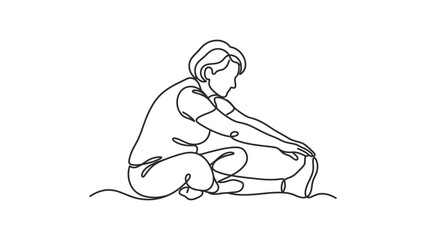 Obraz premium Woman stretching legs one line drawing