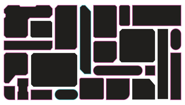 Sci fi decal vector shapes tech greeble hud element kit