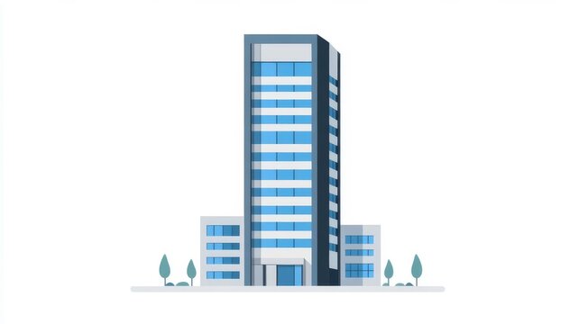 Modern corporate skyscraper office building flat illustration design concept for real estate and business projects.