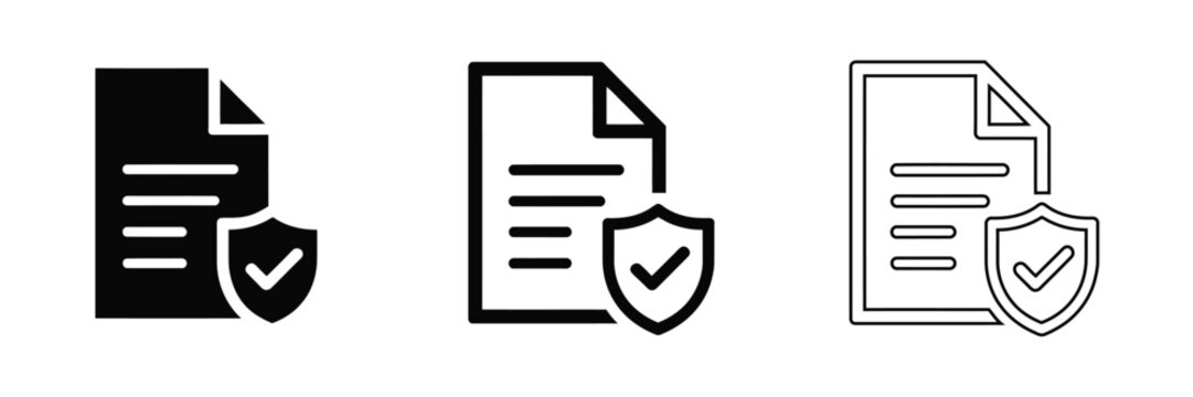 Terms and conditions icons with privacy policy, document and security shield symbols
