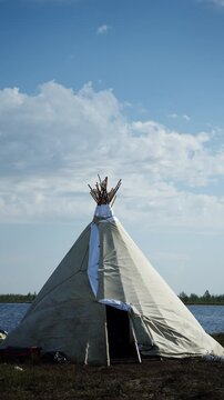 Canvas Teepee by Lakeshore Under Blue Summer Sky