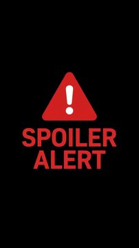 Red Spoiler Alert Warning Sign Animation on Black Background