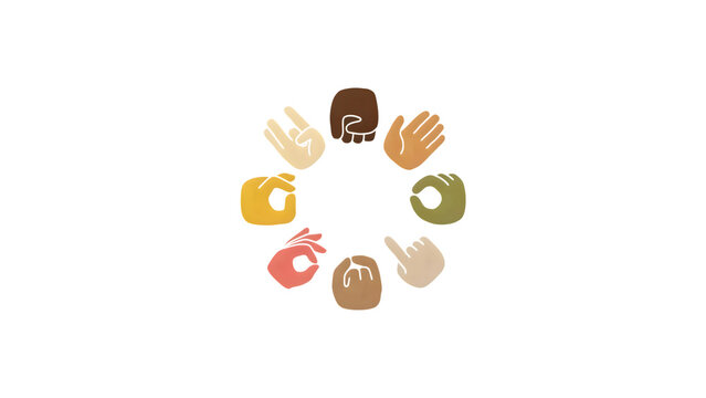 Diverse hands forming a circle for international day of sign languages isolated on transparent background