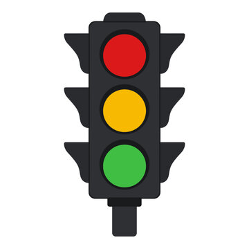 Green Traffic Light Signal Flat Vector Icon Isolated on White Background