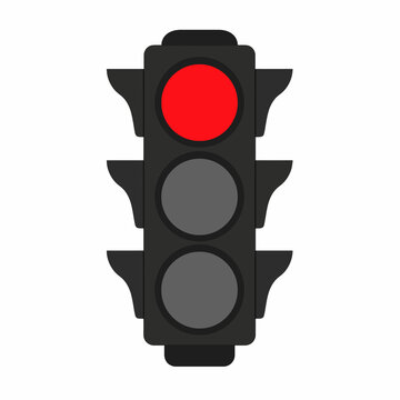 Red Traffic Light Signal Flat Vector Icon Isolated on White Background