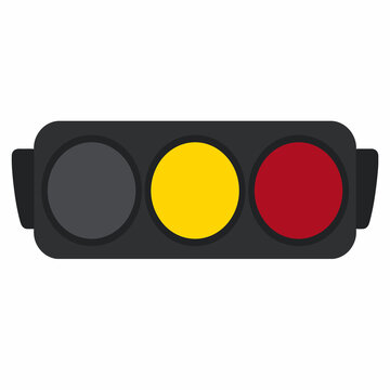 Horizontal Yellow Traffic Light Flat Vector Illustration Isolated on White Background