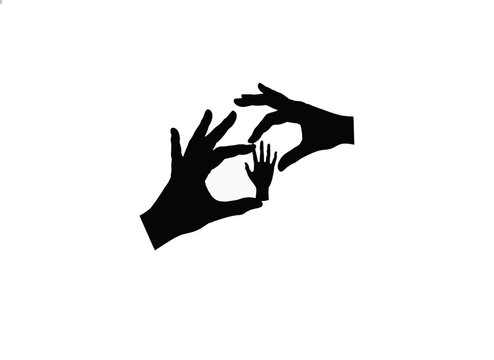 Hands framing a small hand, conceptual illustration