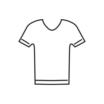 Vector icon of a t-shirt in line art style for apparel mockups and fashion design.