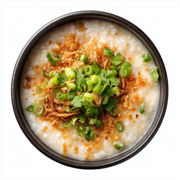 Asian Rice Porridge Conjee Soup Bowl Top View